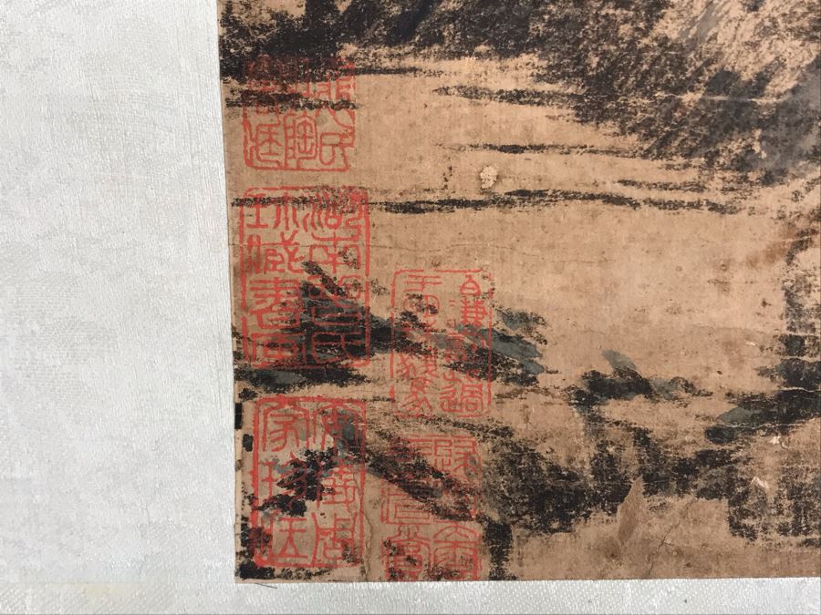 Original Signed Chinese Landscape Silk Scroll Painting 12.5 X 39.5 [Photo 16]