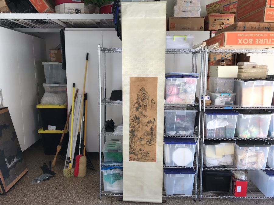 Original Signed Chinese Landscape Silk Scroll Painting 12.5 X 39.5 [Photo 3]