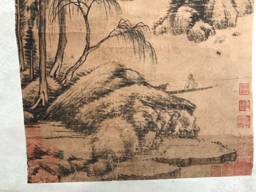 Original Signed Chinese Landscape Silk Scroll Painting 12.5 X 39.5 [Photo 19]