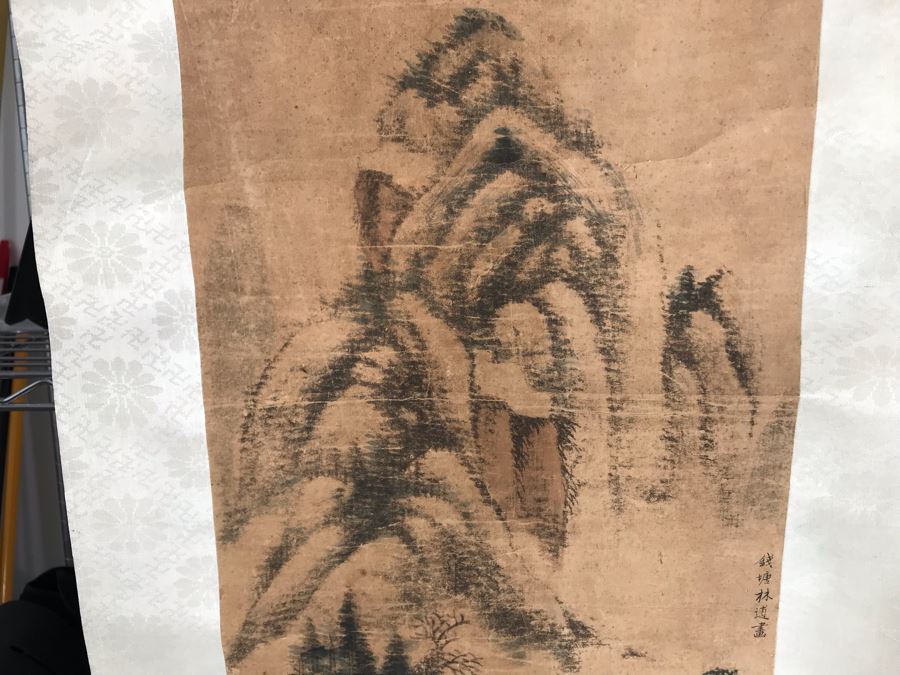 Original Signed Chinese Landscape Silk Scroll Painting 12.5 X 39.5 [Photo 8]