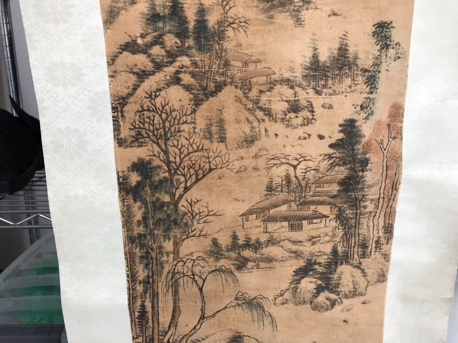Original Signed Chinese Landscape Silk Scroll Painting 12.5 X 39.5 [Photo 10]