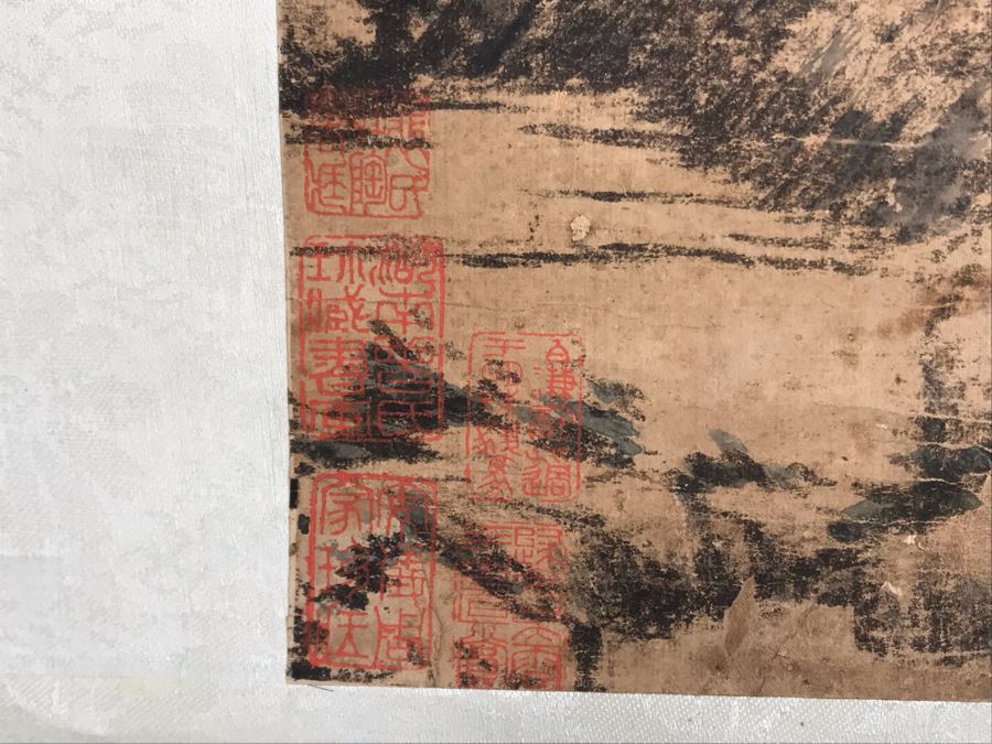 Original Signed Chinese Landscape Silk Scroll Painting 12.5 X 39.5 [Photo 15]