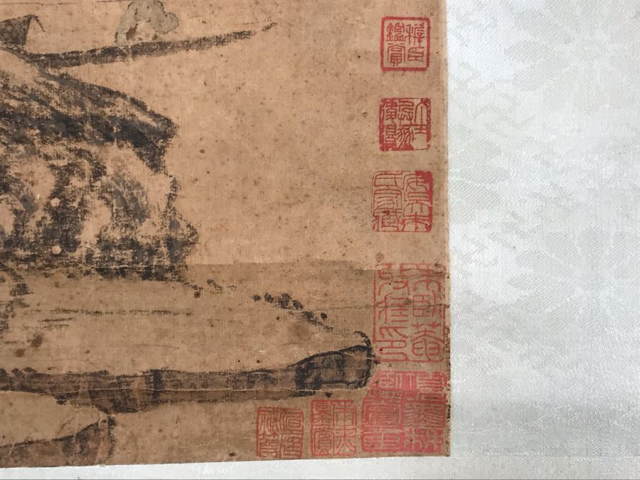 Original Signed Chinese Landscape Silk Scroll Painting 12.5 X 39.5 [Photo 12]