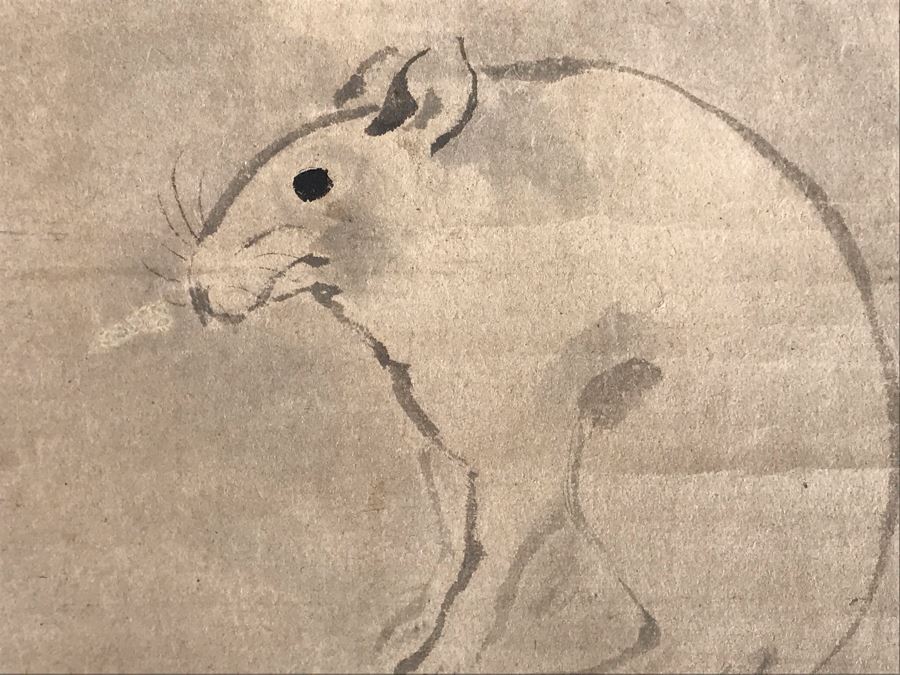 Original Signed Asian Silk Scroll Painting Of Rats 12.5 X 10.5 [Photo 9]