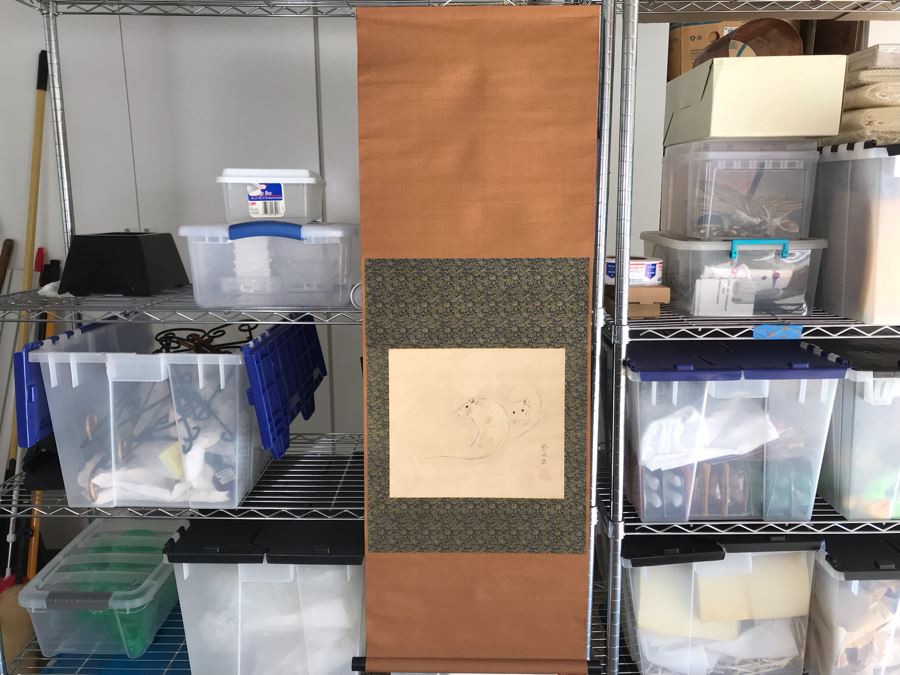 Original Signed Asian Silk Scroll Painting Of Rats 12.5 X 10.5 [Photo 4]