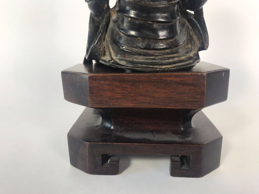 Chinese Ming Dynasty Gilded Bronze Statue With Custom Wooden Stand 5W X 5.25D X 11H [Photo 24]