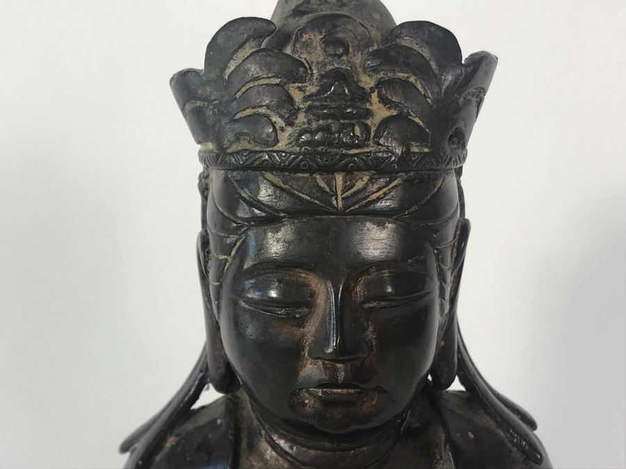 Chinese Ming Dynasty Gilded Bronze Statue With Custom Wooden Stand 5W X 5.25D X 11H [Photo 31]