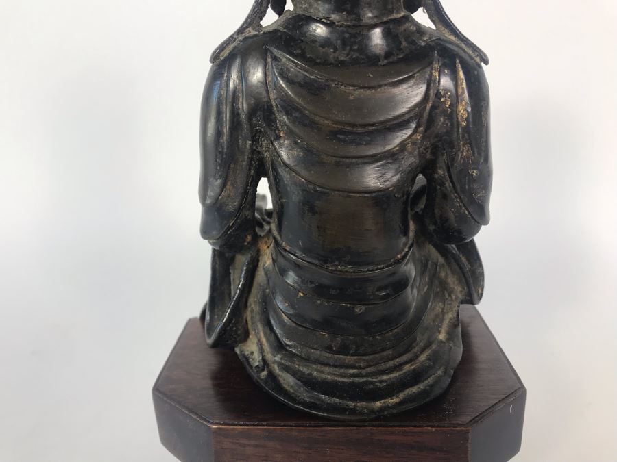 Chinese Ming Dynasty Gilded Bronze Statue With Custom Wooden Stand 5W X 5.25D X 11H [Photo 23]