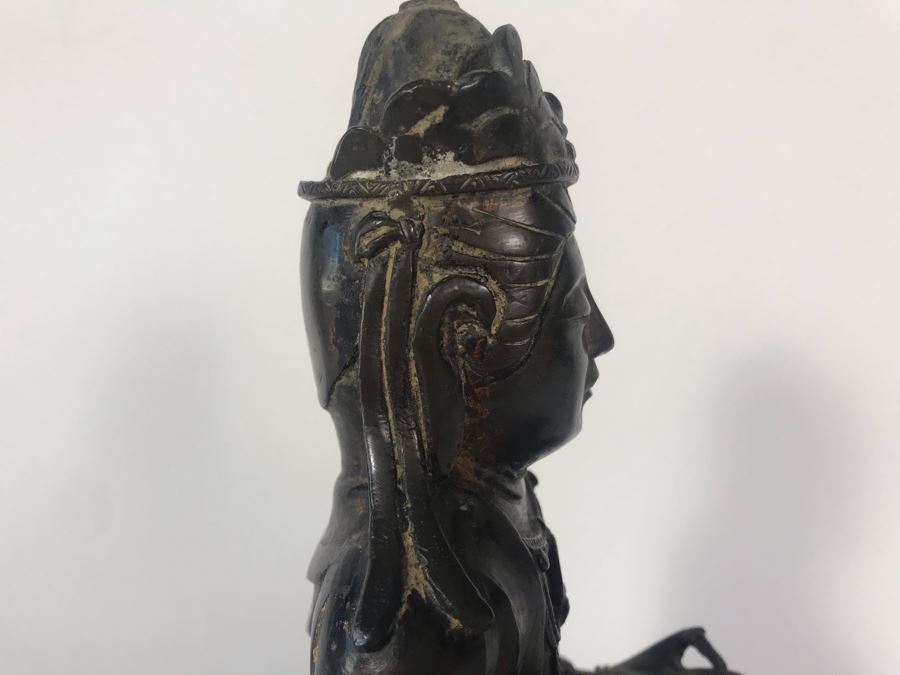 Chinese Ming Dynasty Gilded Bronze Statue With Custom Wooden Stand 5W X 5.25D X 11H [Photo 19]