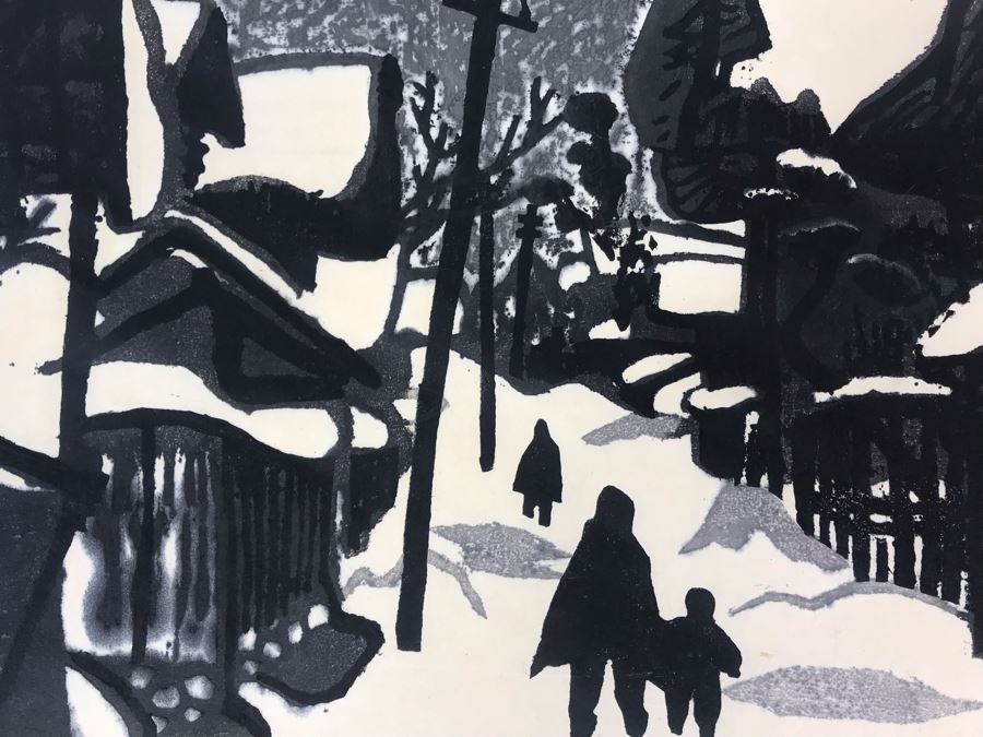 Kiyoshi Saito (Japanese, 1907-1997) Hand Signed Self-Printed Woodblock Print Winter In Aizu Series 18' X 15' Estimate $1,100 [Photo 7]