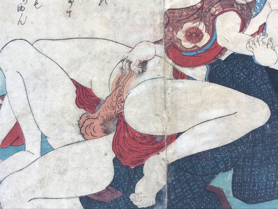 Antique Erotic Shunga Japanese Woodblock Print 13W X 9H [Photo 4]