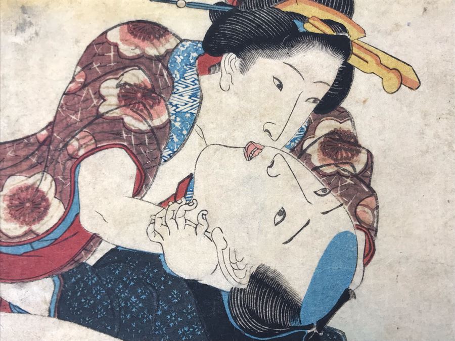 Antique Erotic Shunga Japanese Woodblock Print 13W X 9H [Photo 17]