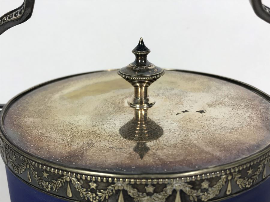 Vintage Jasperware Ice Bucket With Silverplate Handle 6.5W X 9.5H [Photo 8]