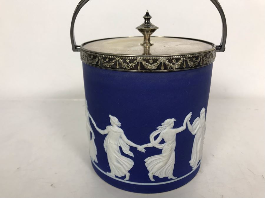 Vintage Jasperware Ice Bucket With Silverplate Handle 6.5W X 9.5H [Photo 4]