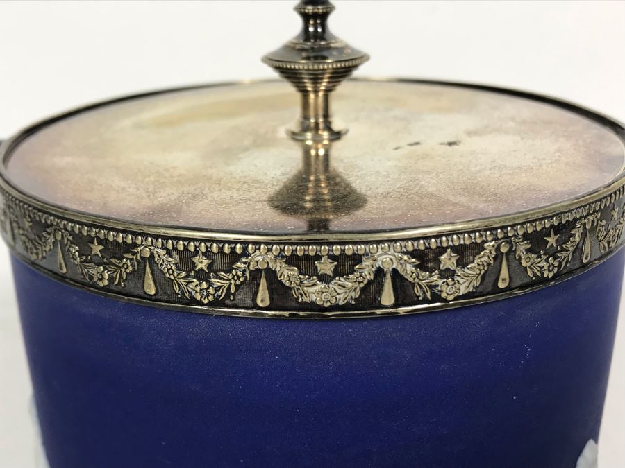 Vintage Jasperware Ice Bucket With Silverplate Handle 6.5W X 9.5H [Photo 7]