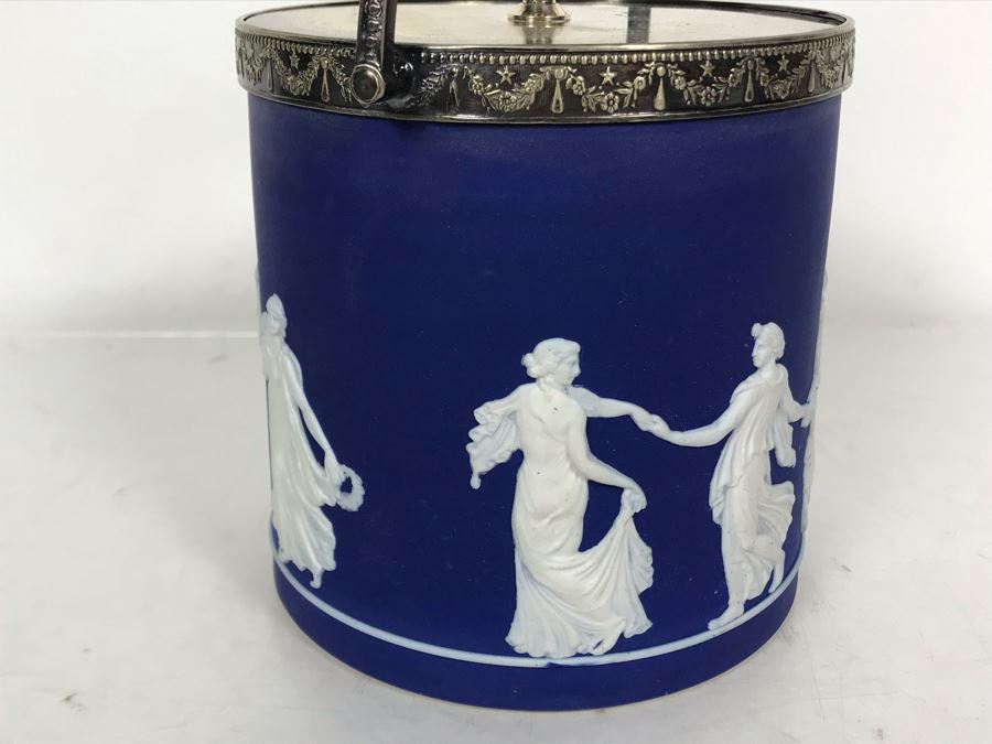 Vintage Jasperware Ice Bucket With Silverplate Handle 6.5W X 9.5H [Photo 9]