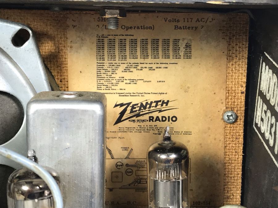 Vintage Collectible Portable Suitcase Zenith Tube Radio Model H503Y Serviced And Working 14W X 6.5D X 11H [Photo 13]