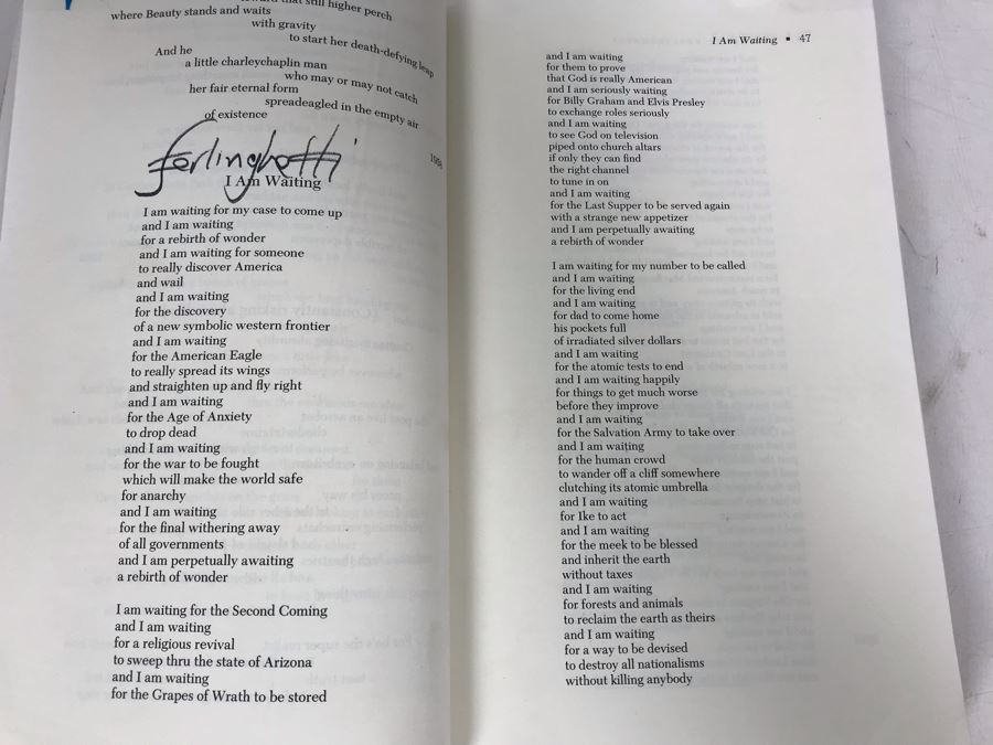 Lawrence Ferlinghetti Hand Signed Book Postmodern American Poetry A Norton Anthology [Photo 4]