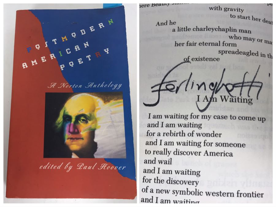 Lawrence Ferlinghetti Hand Signed Book Postmodern American Poetry A Norton Anthology [Photo 1]