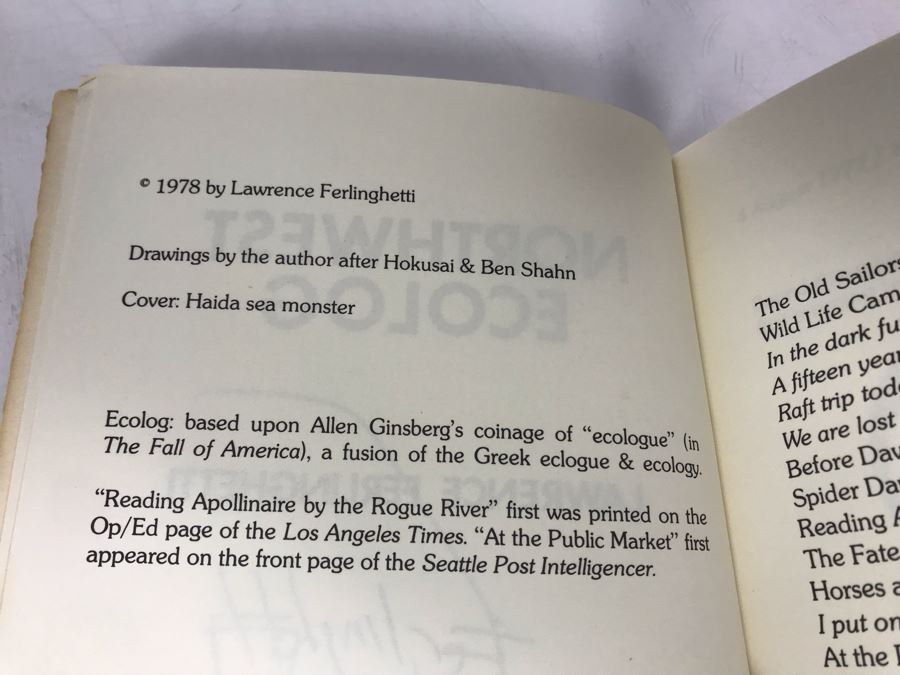 Lawrence Ferlinghetti Hand Signed Poetry Book Northwest Ecolog [Photo 6]