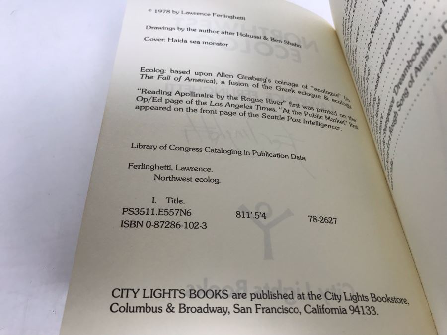 Lawrence Ferlinghetti Hand Signed Poetry Book Northwest Ecolog [Photo 5]