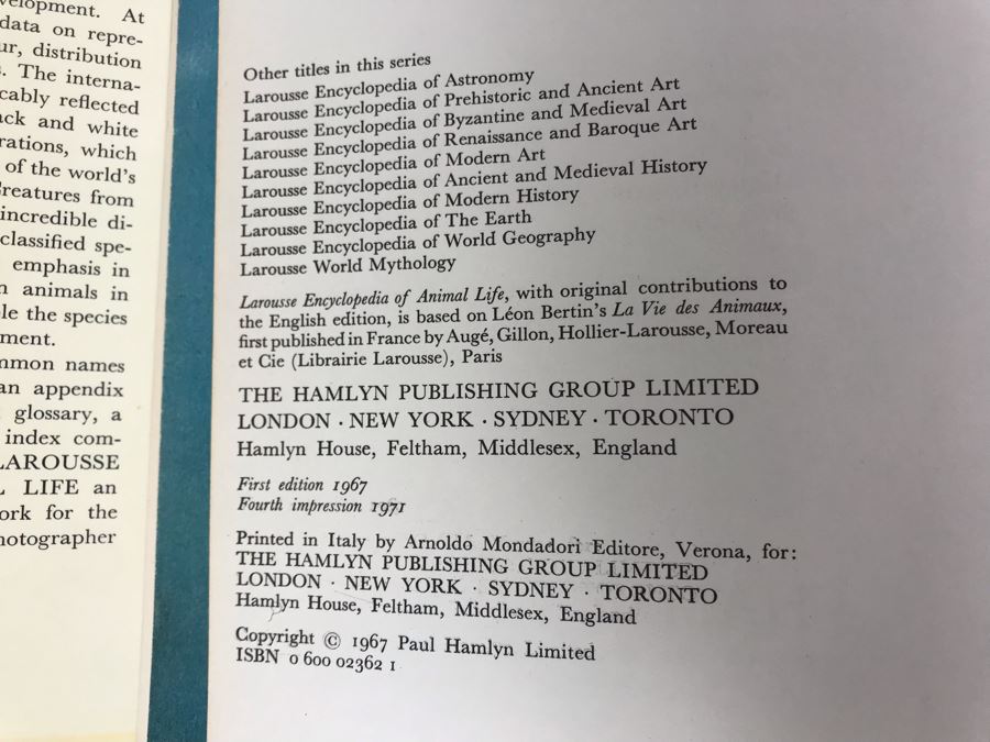 Larousse Encyclopeia Of Animal Life Book Fourth Impression 1971 [Photo 5]