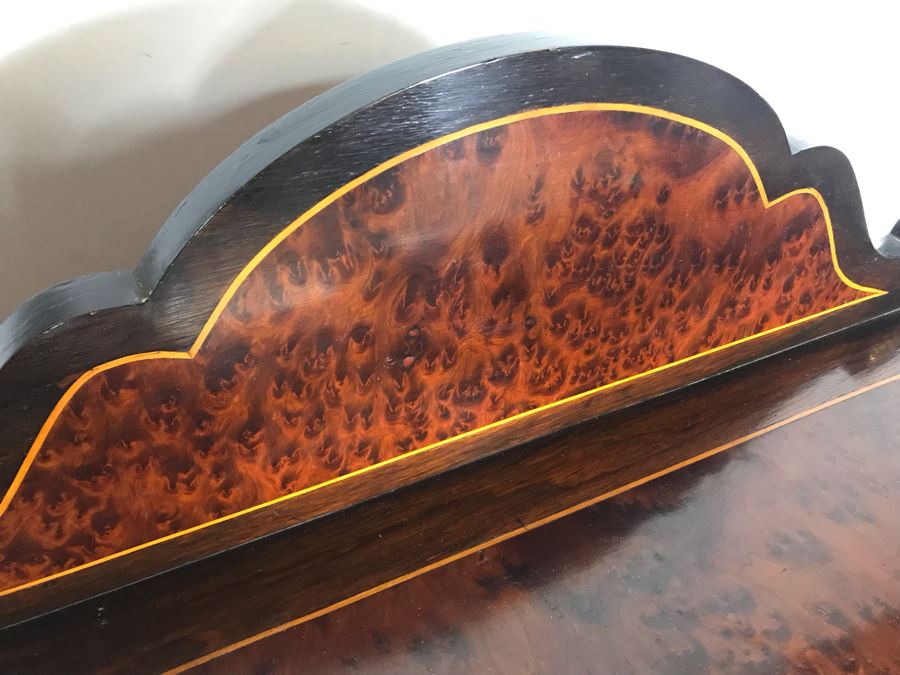 Stunning Antique French 3-Drawer Ormolu Mounted Writing Desk Stand With Shelving 28W X 20D X 49H  [Photo 22]