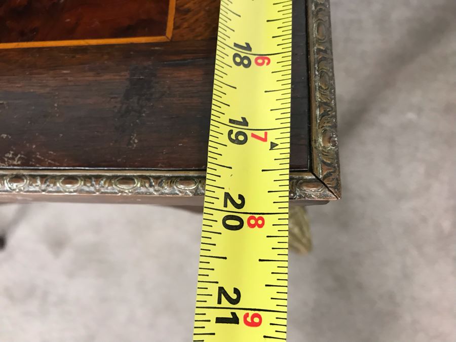 Stunning Antique French 3-Drawer Ormolu Mounted Writing Desk Stand With Shelving 28W X 20D X 49H  [Photo 31]