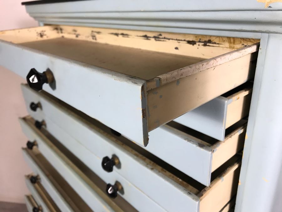 Early 20th Century Antique 15-Drawer Dental Cabinet Metal Drawers With Wooden Frame 30.5W X 13.5D X 61H [Photo 16]