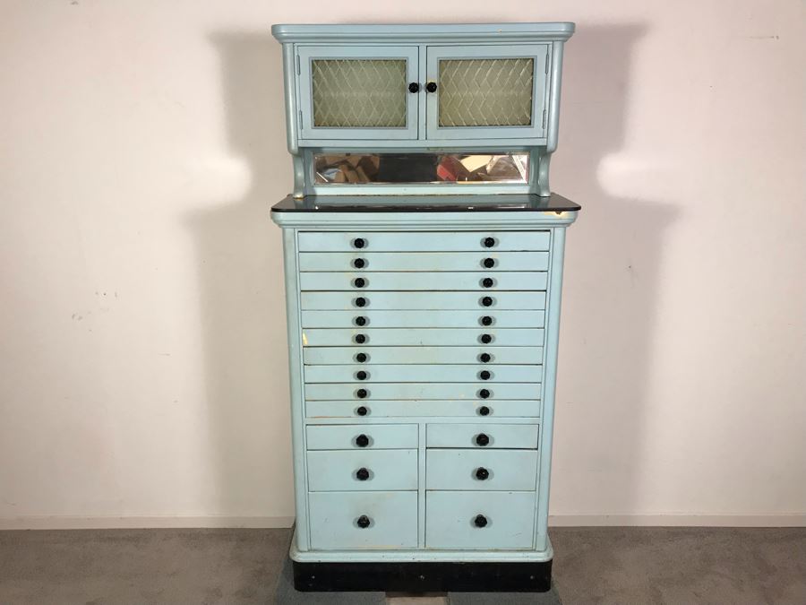 Early 20th Century Antique 15-Drawer Dental Cabinet Metal Drawers With Wooden Frame 30.5W X 13.5D X 61H [Photo 4]
