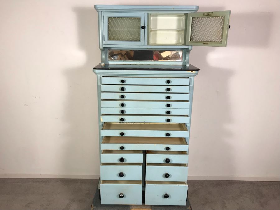 Early 20th Century Antique 15-Drawer Dental Cabinet Metal Drawers With Wooden Frame 30.5W X 13.5D X 61H [Photo 6]