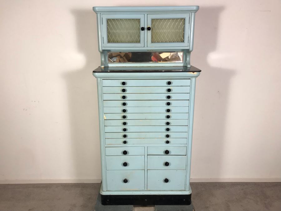 Early 20th Century Antique 15-Drawer Dental Cabinet Metal Drawers With Wooden Frame 30.5W X 13.5D X 61H [Photo 5]