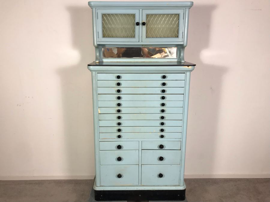 Early 20th Century Antique 15-Drawer Dental Cabinet Metal Drawers With Wooden Frame 30.5W X 13.5D X 61H [Photo 3]