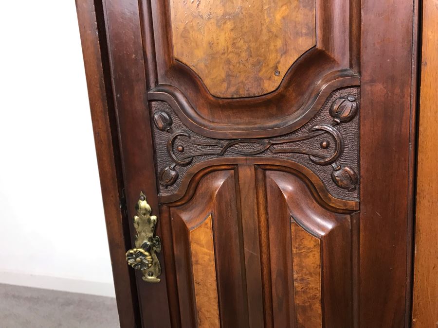 Unusual Wooden Cabinet Stand With Beveled Glass Mirror And Upper Shelf 12.5W X 19D X 53H [Photo 7]