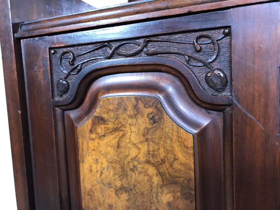 Unusual Wooden Cabinet Stand With Beveled Glass Mirror And Upper Shelf 12.5W X 19D X 53H [Photo 6]