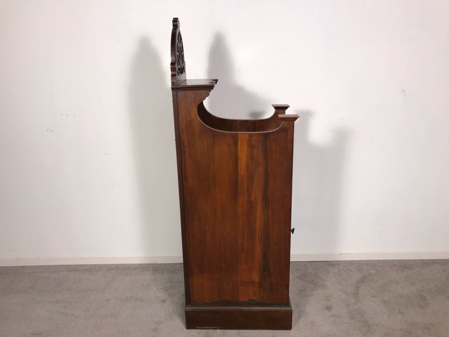 Unusual Wooden Cabinet Stand With Beveled Glass Mirror And Upper Shelf 12.5W X 19D X 53H [Photo 12]