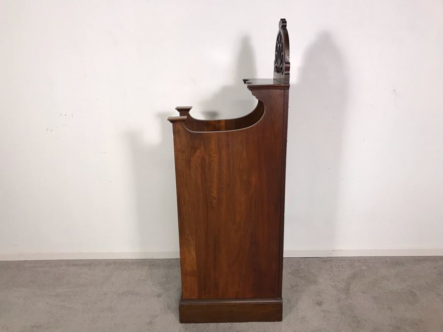 Unusual Wooden Cabinet Stand With Beveled Glass Mirror And Upper Shelf 12.5W X 19D X 53H [Photo 15]