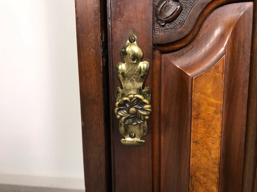 Unusual Wooden Cabinet Stand With Beveled Glass Mirror And Upper Shelf 12.5W X 19D X 53H [Photo 8]