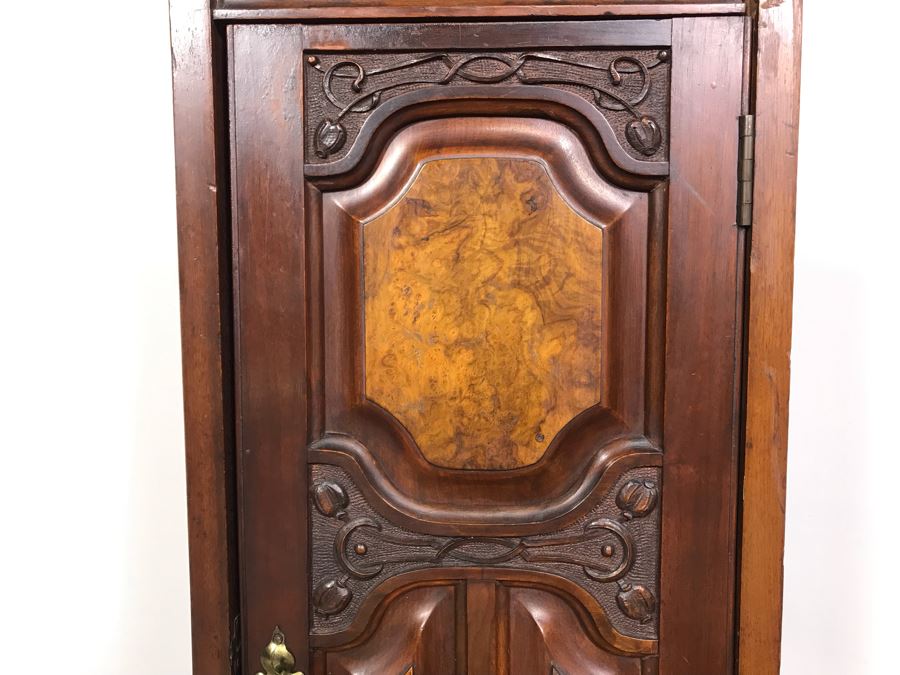 Unusual Wooden Cabinet Stand With Beveled Glass Mirror And Upper Shelf 12.5W X 19D X 53H [Photo 5]