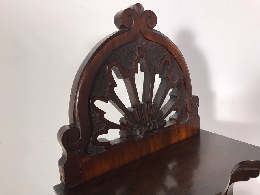 Unusual Wooden Cabinet Stand With Beveled Glass Mirror And Upper Shelf 12.5W X 19D X 53H [Photo 10]