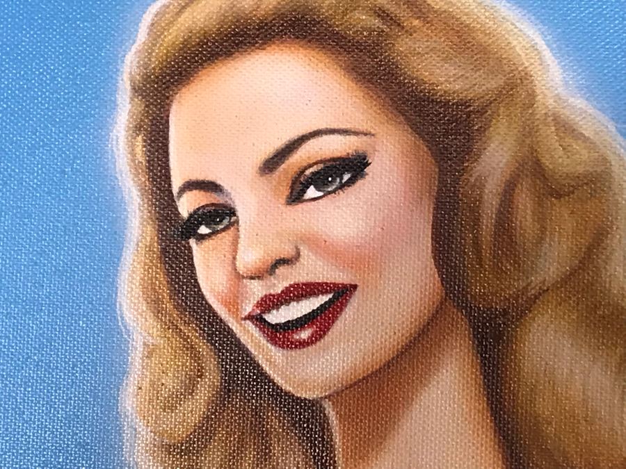 Large Original Carlos Cartagena Pin-Up Girl Riding Wave Toes On The Nose Acrylic Painting On Canvas June 2019 36 X 48 [Photo 6]