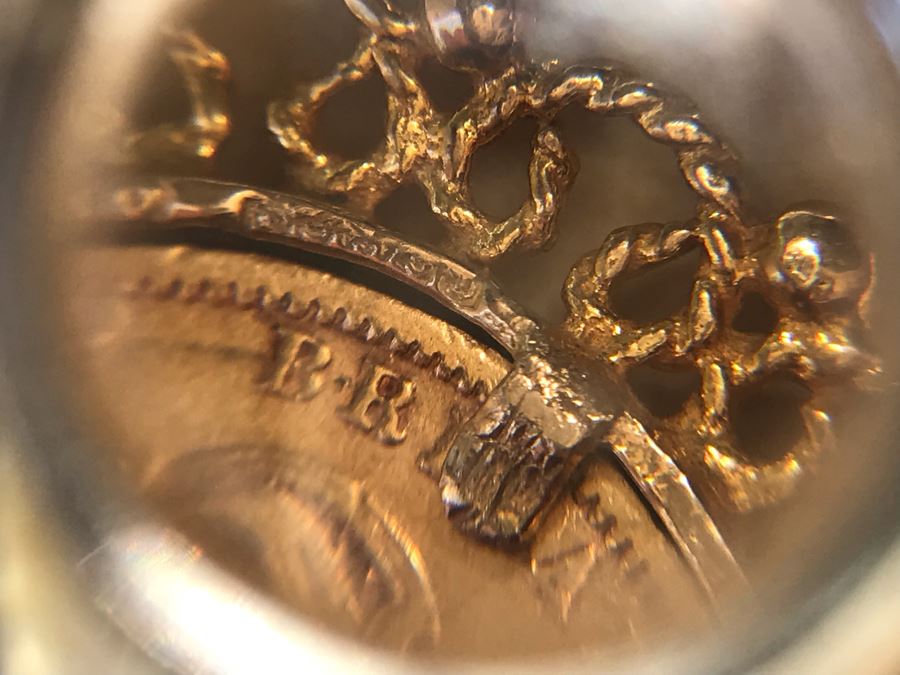 Antique 1877 Gold Coin United Kingdom Half Sovereign Die 40 Victoria Dei Gratia Coin Set In Stunning Tiffany & Co Gold Coin Bezel - Total Weight With Bezel 7.5g [Photo 16]