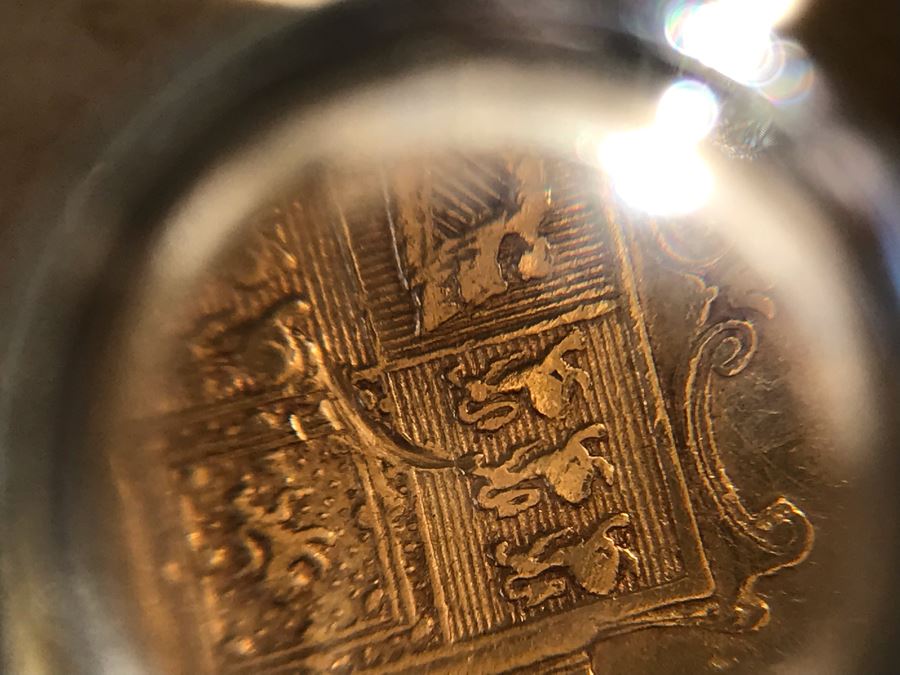 Antique 1877 Gold Coin United Kingdom Half Sovereign Die 40 Victoria Dei Gratia Coin Set In Stunning Tiffany & Co Gold Coin Bezel - Total Weight With Bezel 7.5g [Photo 20]