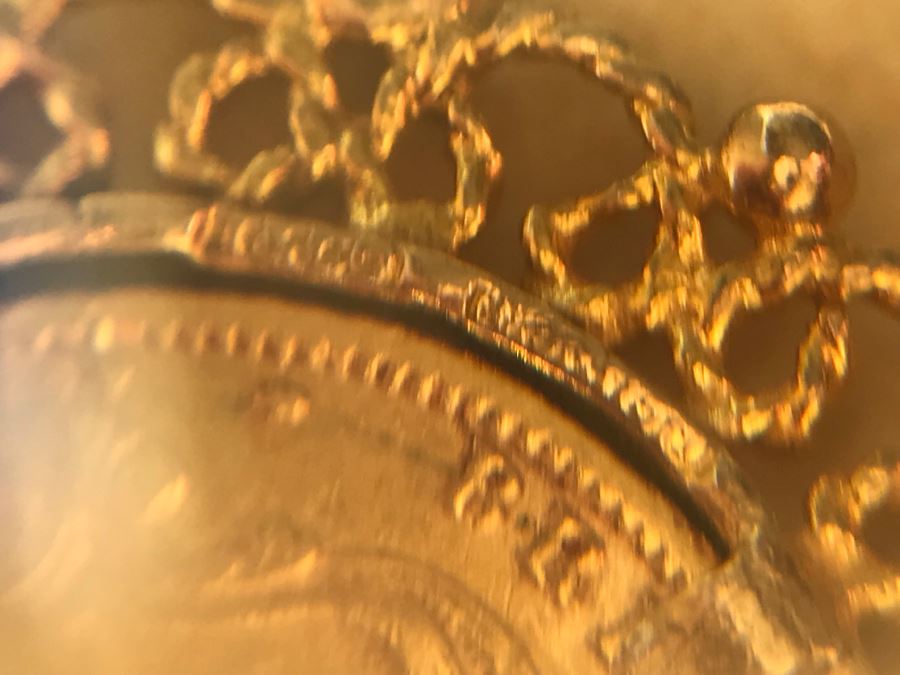 Antique 1877 Gold Coin United Kingdom Half Sovereign Die 40 Victoria Dei Gratia Coin Set In Stunning Tiffany & Co Gold Coin Bezel - Total Weight With Bezel 7.5g [Photo 13]