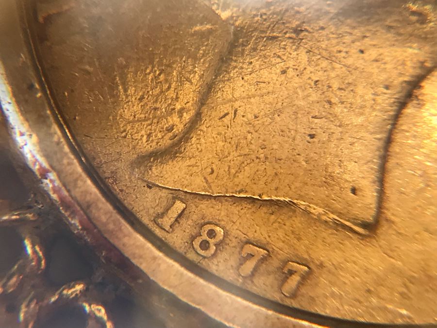 Antique 1877 Gold Coin United Kingdom Half Sovereign Die 40 Victoria Dei Gratia Coin Set In Stunning Tiffany & Co Gold Coin Bezel - Total Weight With Bezel 7.5g [Photo 22]