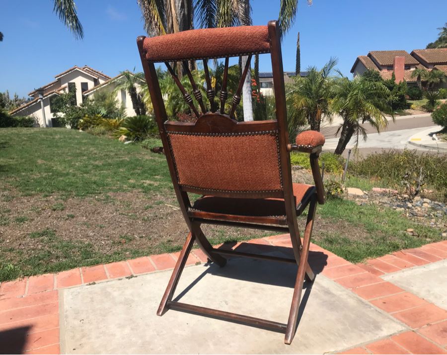 Vintage English Folding Campaign Chair Travelling Chair [Photo 4]