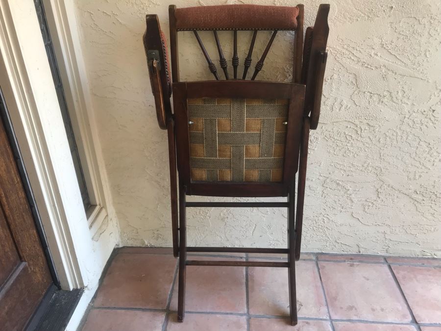 Vintage English Folding Campaign Chair Travelling Chair [Photo 6]