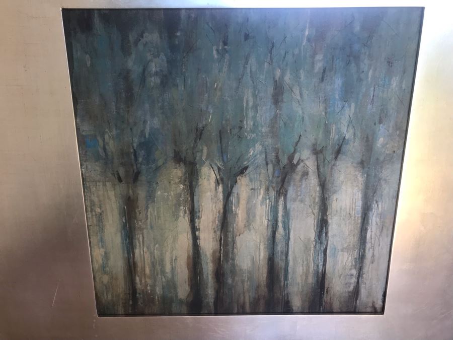 Modern Abstract Trees Print In Large Silver Frame By Uttermost Company 46.5 X 46.5 [Photo 3]