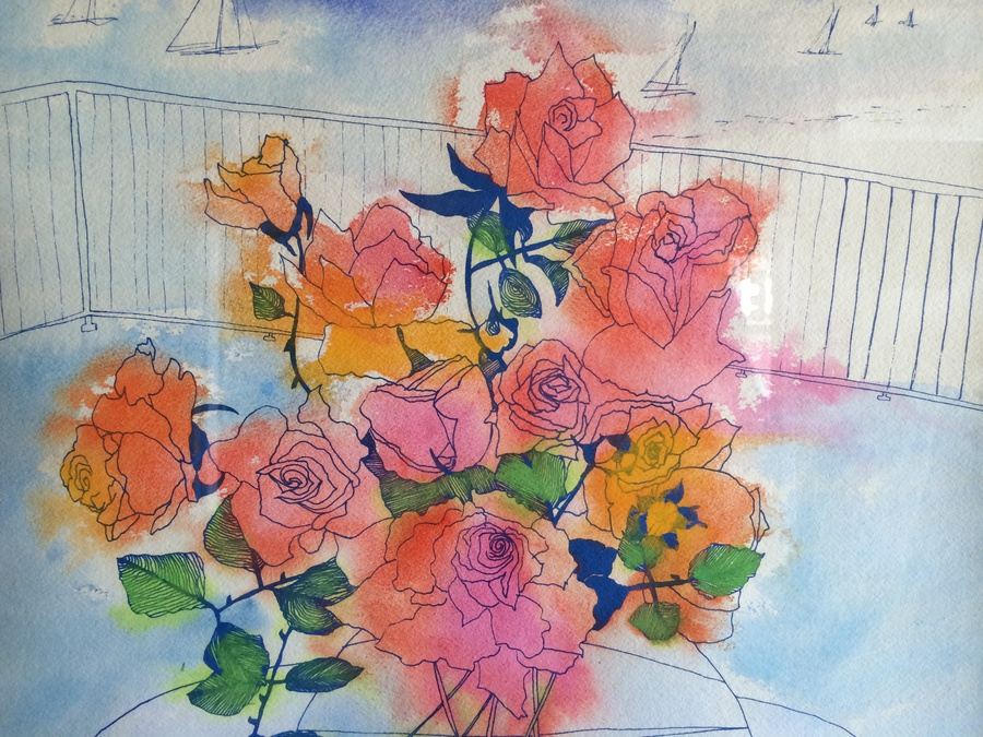 Original Floral Watercolor by Eddleston [Photo 3]
