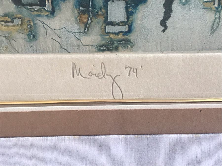 Vintage 1974 Limited Edition Hand Signed Etching By Maidy Morhous Titled 'Resurgence' Depicting Trees And Roots Framed 28 X 34 [Photo 5]